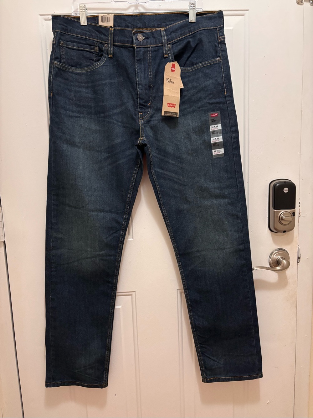 Levi's Men's Dark Blue 502 Taper Stretch Jeans 36x32 NWT